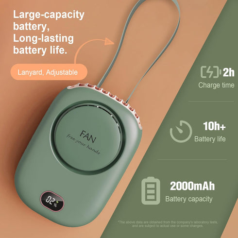 Portable Neck Fan, Hanging Neck Fan Hands Free with Adjustable Lanyard and Bracket, USB Rechargeable Bladeless Mini Fans Portable, 3 Speeds for Wo...