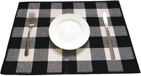 Levinis Cotton Placemats Set of 6- Durable Buffalo Check Place Mats for Kitchen Table- Easy to Care, Machine Washable...