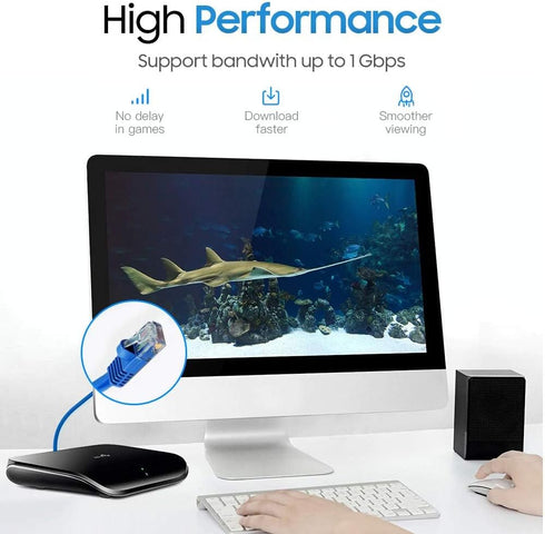 Cmple - Cat5e Ethernet Cable 7 ft, 350 MHz UTP Cat 5e Ethernet Patch Cord, 1Gbps Network LAN Cables, RJ45 Connectors, Compatible with Laptop, Mode...