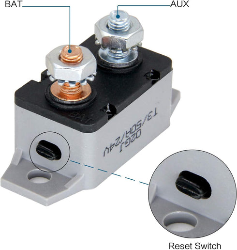 6-28V 50A Circuit Breaker Manual Reset for Automotive RV Marine Boat with Protective Red Belt Cover 50 Amp...