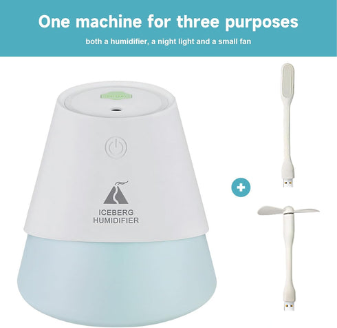 3-in-1 Aromatherapy Diffuser Humidifier?With Fan and Night Light Function, Easy to Carry Aroma Diffuser Humidifier with Seven Color Ambient Lights...