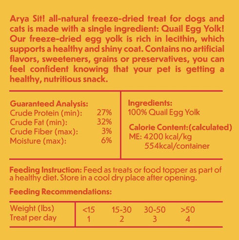 Freeze-Dried Single Ingredient Dog Treats (Egg Yolk 5oz)...