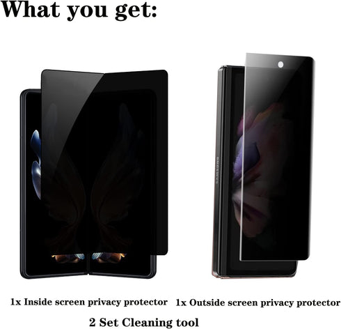 2 Pack Designed for Galaxy Z Fold 3 Privacy Screen Protector, Anti-peep 1PCS Outside Screen Protector +1PCS Inside Screen Protector Soft Film Scra...