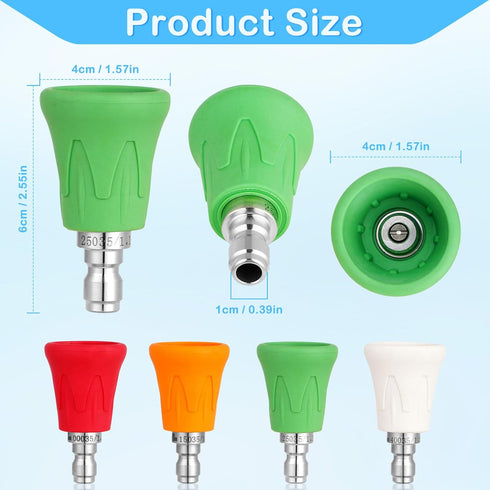 FACULX Pressure Washer Nozzle Guard, Spray Nozzle Tips with Upgraded Rubber Protector Cover, 4 Pcs Pressure Washing Nozzle Holder with 1/4" Quick ...