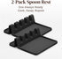 Black Silicone Spoon Rest for Stove Top with Drip Pad (Two Pack) - Heat-Resistant, BPA-Free Utensil Rest & Spoon Holder for Kitchen Counter - Gril...