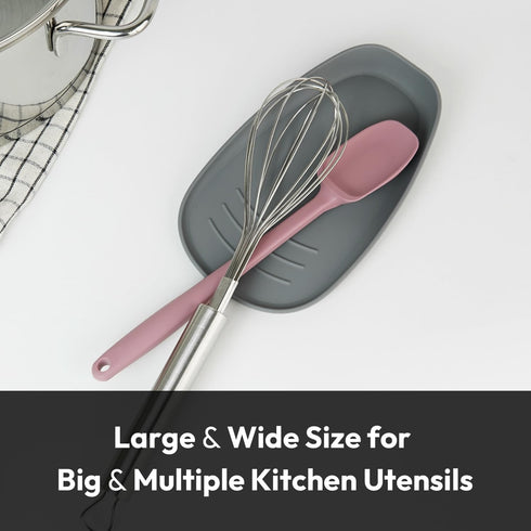Carrotez Large Silicone Utensil Rest for Stove Top - Unbreakable Heat Resistant Silicone Spoon Rest for Kitchen Countertop - Oversized Wide Non-Sc...
