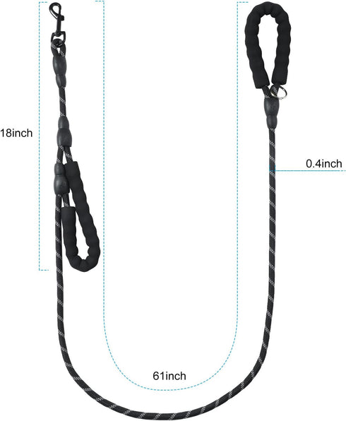 Dog Leash Traffic Double Padded Handles, Comfortable Reflective 2 Handle Strong Leashes Extra Training Control and Walking Lead for Heavy Duty Med...