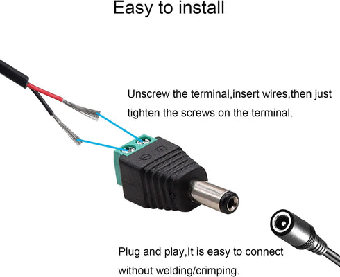 40PCS Male Female Power Connector DC 12V 5.5 x 2.1mm Power Jack Plug Adapter Barrel Connector, BNC Male Female Balun Connector for CCTV Coaxial Ca...