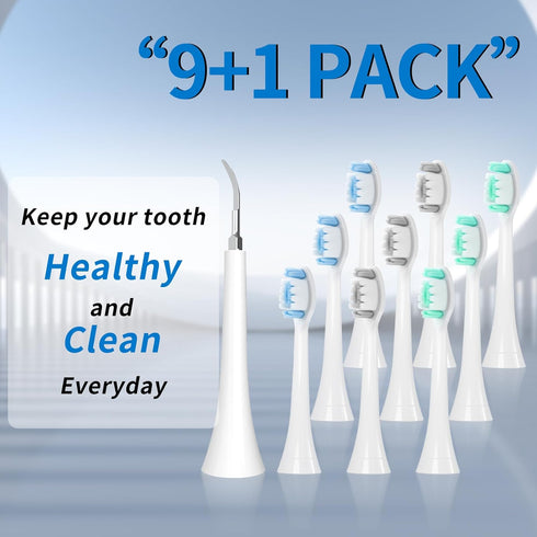 Replacement Toothbrush Heads Compatible with Philips Sonicare, 9 Pcs Professional Electric Toothbrush Heads & 1 Pcs Ertra Tooth Cleaning Heads, So...