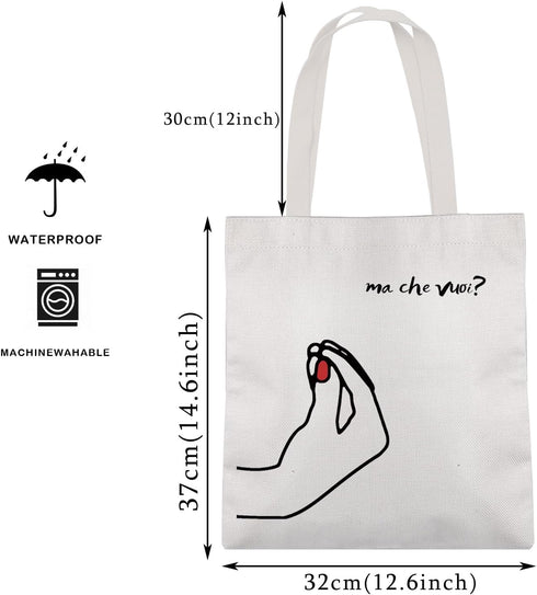 MAOFAED Italian Hand Gesture Ma Che Vuoi What Do You Want Tote Bag Funny Italian Gift Shoulder Bag Handbag...