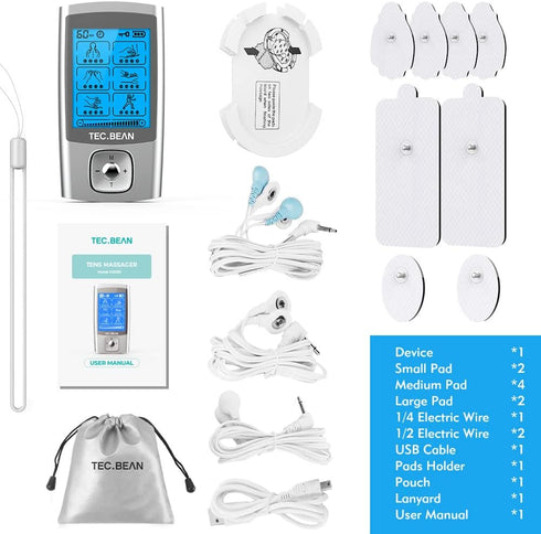 24 Modes Tens Unit Muscle Stimulator, Rechargeable Tens Machine with 8 Electrode Pads (American Gel), Electric Pulse Massager for Pain Relief Ther...