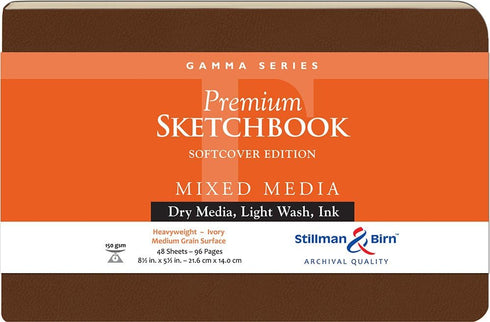 Stillman & Birn Gamma Series Softcover Sketchbook, 8.5" x 5.5", 150 GSM (Heavyweight), Ivory Paper, Medium Grain Surface...