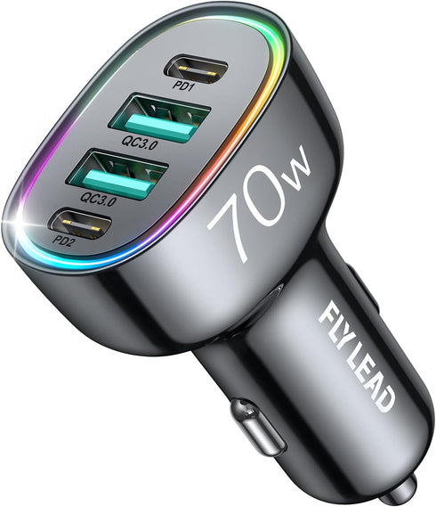 70W 4 Port Super Fast USB C Car Charger Adapter - A Must for Family Travel...