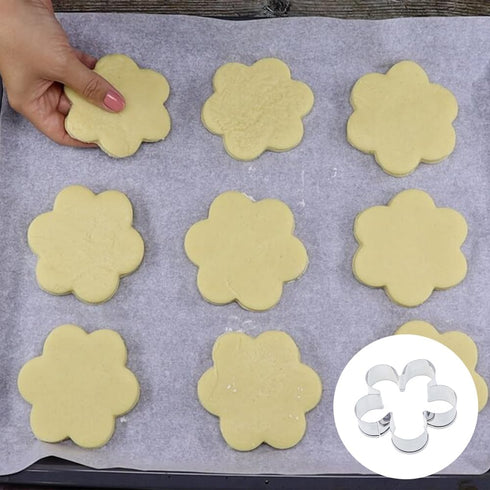 6 PACK Flower Shaped Cookie Cutters Stainless Steel Small Biscuit Cutters Rose Petals Fondant Cutters Mousse Mold for Holiday Birthday Party Pastr...