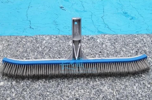 Aquatix Pro Pool Brush Head, 18" Heavy Duty for Cleaning Walls & Floors, Stainless Steel Bristles, Reinforced Aluminum Back, Curved Ends for Corne...
