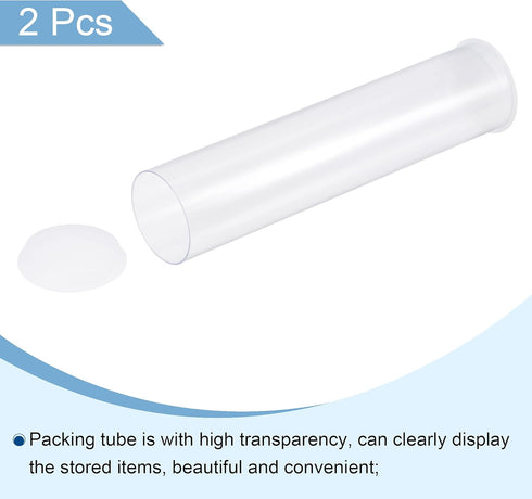 MECCANIXITY Clear Storage Tube 1 5/8"x7.5"(41mmx190mm) Lightweight for Bead Containers, Craft, DIY with White Caps 2 Pack...