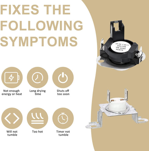 280148 Thermal Cut Off kit Includes dryer heating element 8557403 Dryer Thermostat kit & 8318314 Thermal Fuse Replacement Parts -Replaces 280148VP AP3874047 1175772 PS991443