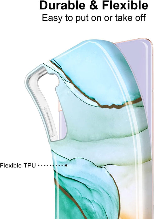 JIAXIUFEN Galaxy S21 Plus Case Gold Electroplated Glitter Marble Slim Shockproof TPU Soft Rubber Silicone Cover Phone Case for Samsung Galaxy S21+...
