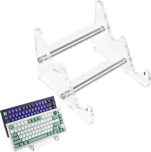 2 Tier Acrylic Keyboard Display Stand, Transparent Clear Keyboard Holder Keyboard Stand for Desktop, Computer Keyboard Stand Acrylic Desk Accessor...
