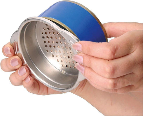 Stainless Steel Food Can Strainer Sieve Tuna Press Lid Oil Drainer Remover, Unique No-Mess Dishwasher Safe Design...
