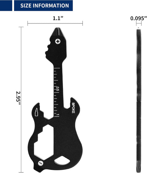 Keychain Multi-tool 2Pack Guitar Modeling Metal Pocket Tool for men Portable No rust multi-function tools Wrench for Screw,ruler and bottle opener...
