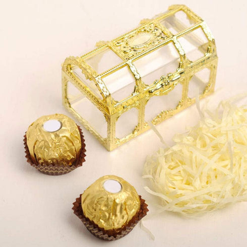 Fdit 12pcs Square Treasure Chest Shape Wedding Candy Box Chocolates Container Jar Decoration Gift for Children's Day Wedding Party (Gold)...