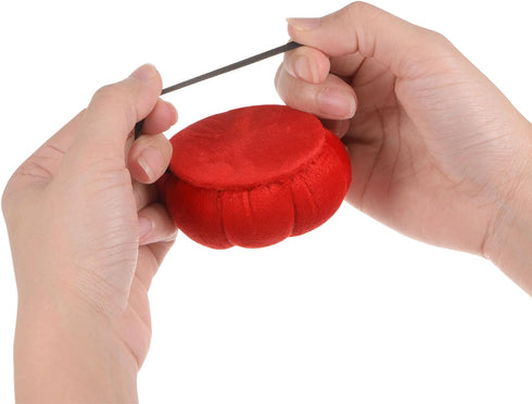 HARFINGTON 2pcs Velvet Wrist Pin Cushion Pumpkin Needle Sewing Pin Holder with Elastic Wrist Strap Fit All Wrist Sizes for Sewing Quilting Needlew...