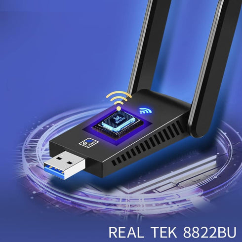 AC1300 Dual Band WiFi Wireless Network Card + BT 5.0 Adapter USB 3.0 1300M 802.11ac Adapter Bluetooth 5.0 with Antenna for Laptop PC 2.4GHz + 5.8G...