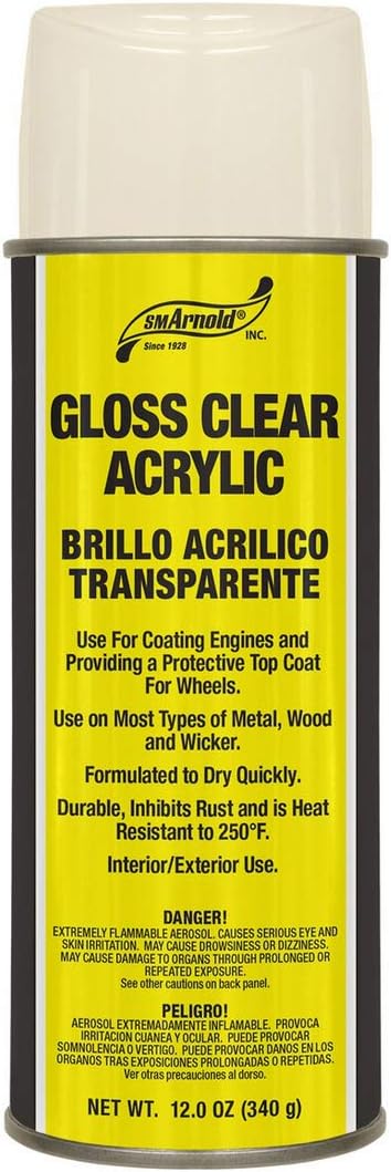 SM Arnold Gloss Clear Acrylic Lacquer Aerosol Spray Paint, 12 Oz. - Quick Drying, Multi-Surface Application | For Automotive, Wood, Metal, Wicker ...