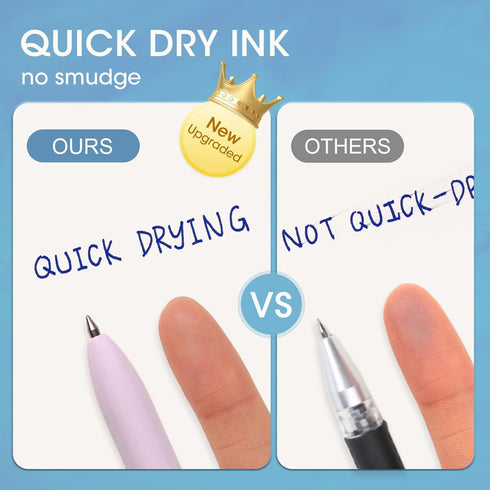 WRITECH Gel Pens Fine Point: Retractable 0.5mm Blue Ink Silent Click Extra Fine No Smear Smudge Smooth Writing Pen 8ct Bullet Tip Non Bleed for Jo...