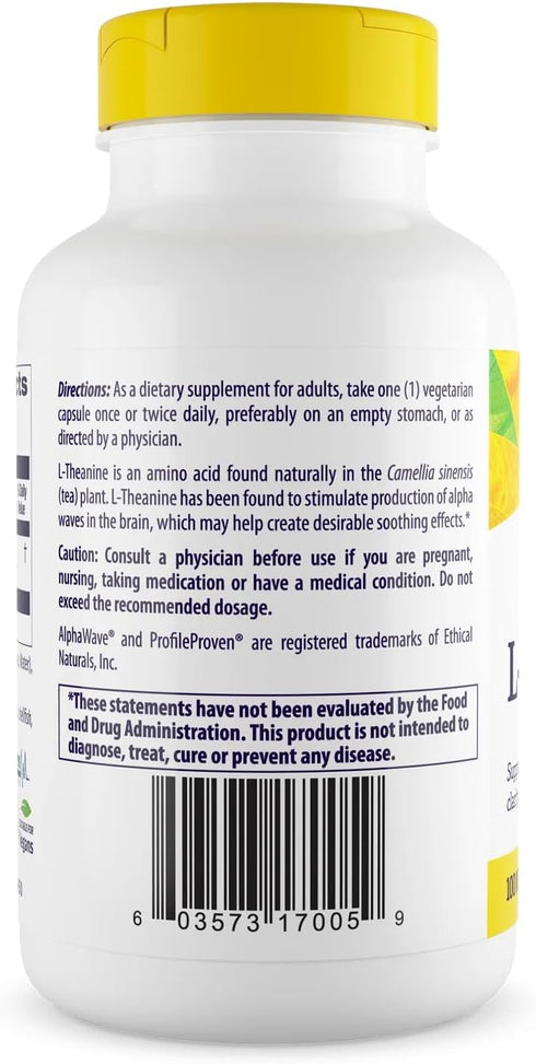 Healthy Origins L-Theanine 100 mg (AlphaWave, Supports Relaxation Without Drowsiness, Brain Support, Non-GMO, Gluten Free), 180 Veggie Caps...