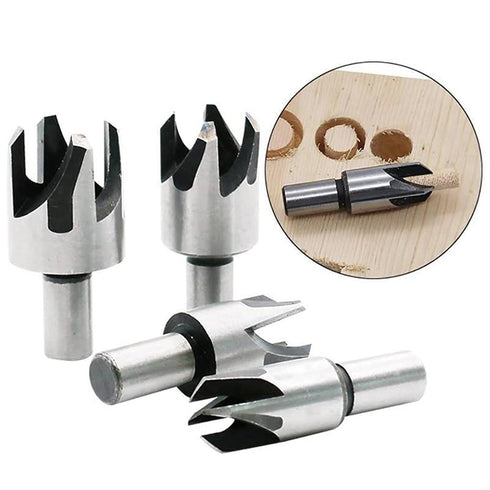 8-Pack Wood Plug Cutter Drill Carbon Steel Bit Set, Straight and Tapered Taper Cutting Tool, Woodworking Chamfer Drill Bits 5/8In, 1/2In, 3/8In, 1...