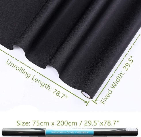 VELIMAX Static Cling Total Blackout Window Film Privacy Room Darkening Window Tint Black Window Cover 100% Light Blocking No Glue (29.5 x 78.7 inc...
