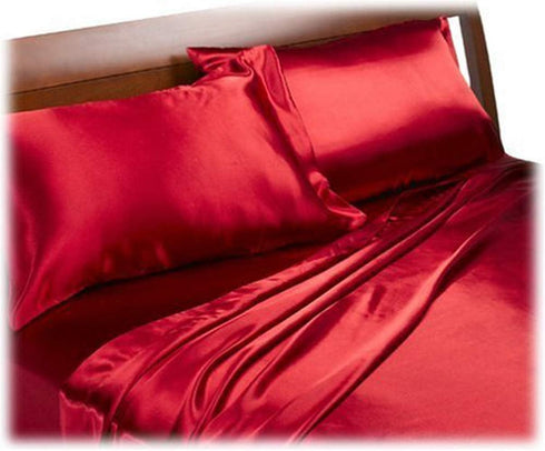 Royal Opulence Divatex Home Fashions Satin King Sheet Set, Red...