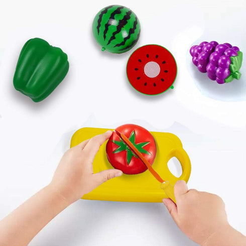 Cutting Fruits Vegetables Set, 16 Pack Play Kitchen Plastic Cutting Food for Kids Pretend Play Kitchen Toys Educational Food Toys for Children Gir...