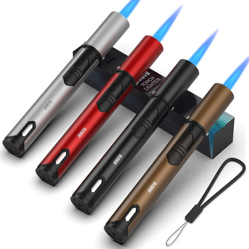 4 Pack Torch Lighter, Long Lighter, Adjustable Multipurpose Refillable for Grill BBQ...