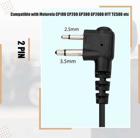 Retevis Swivel Two Way Radio Headset with Mic 2 Pin,Coil Tube,Compatible with Motorola CP100D CP185 CP200 CP200D GP300 GP2000 BRP40 HYT TC610 Walk...