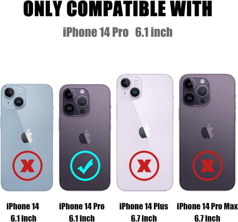 Nvollnoe for iPhone 14 Pro Case with Card Holder Heavy Duty Protective Dual Layer Shockproof Hidden Card Slot Slim Wallet Case for iPhone 14 Pro f...