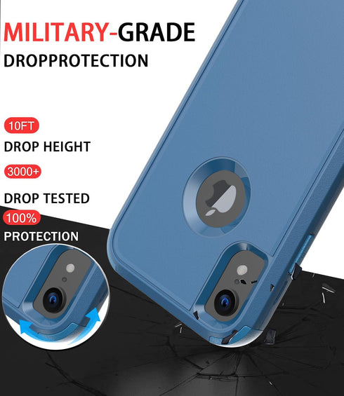 Diverbox Designed for iPhone Xr case with Screen Protector Heavy Duty Shockproof Shock-Resistant Cases for Apple iPhone Xr Phone (Blue+Screen Prot...