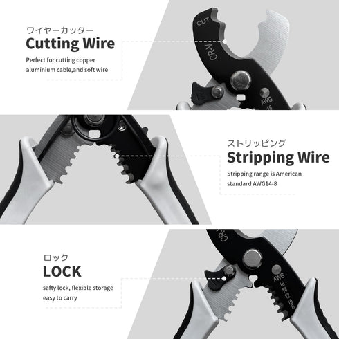 Wire Cutters Stripper, BOOSDEN 8 inch Cable Cutters, Awg Wire Cutters,Precision Wire Stripper,Heavy Duty Cable Cutters, Spring Cable Cutting Plier...