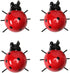 Metal Garden Decor for Outside Cute Ladybugs Yard Art Lawn Ornaments Wall Sculptures & Statues Outdoor Fence Decorations for Patio - Set of 4...