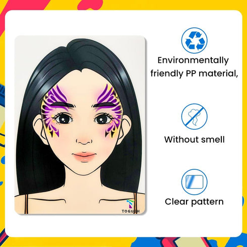 Face Painting Practice Board, 4 Pieces A4 Resuable Colored Makeup Template, 8.3" x 11.7"...