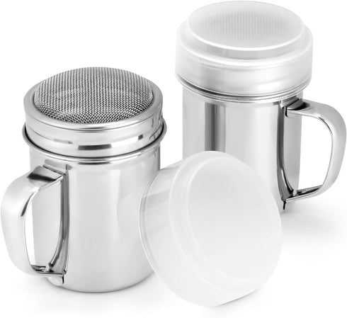 Accmor 2pcs Powdered Sugar Shaker Duster with Handle, Cinnamon Shaker Flour Sifter, 7oz Stainless Steel Fine Mesh Dredges Shakers for Cinnamon Flo...