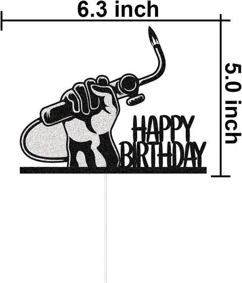 Welder Happy Birthday Cake Topper, Welding/Soldering Cake Decor, Weld Cake Toppers, Black & Silver Glitter Birthday Party Decorations for Men Skil...
