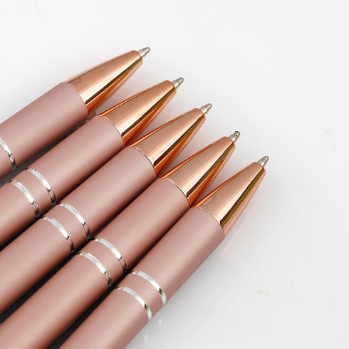 Cute Pens for Women, 6 Pcs Rose Gold Pens Metal Ballpoint Pens Bulk, 1.0mm Medium Point Black Ink Pens, Office and School Supplies Cool Fun Pens G...