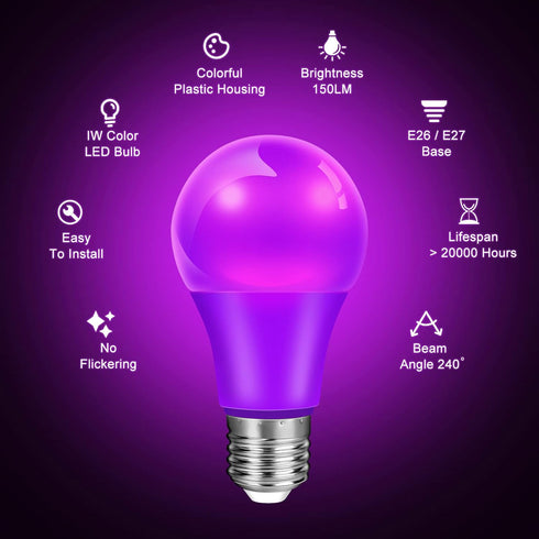 Blue Light Bulb 9W (60W Equivalent) E26 Base, LED Colored Light Bulbs for Halloween Christmas Party Holiday Lighting 4-Pack...
