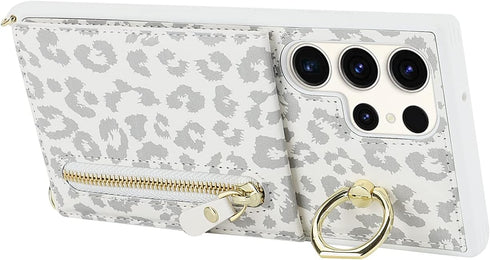 Samsung Galaxy S23 Ultra Case with Card Holder for Women, Galaxy S23 Ultra Phone Case Wallet with Strap Credit Card Slots Crossbody with Zipper Sh...