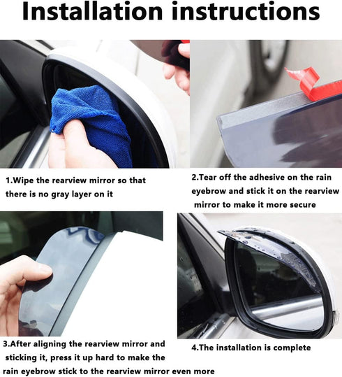 Universal Car Side Mirror Rain Guard 2 PCS Black Car Rear View Mirror Rain Covers ,Blind Spot Car Mirror 2 PCS White Round Adjustable Blind Spot M...