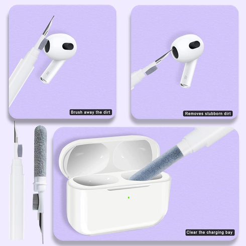 Purple Silver foil Glitter for AirPods 3 Case 3st Generation Cover Clear 2021, Cute Flower Pendant, Cleaning Pen Kit, Soft TPU Silicone Protective...