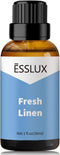 Fresh Linen Fragrance Oil - ESSLUX Aromatherapy Essential Clean Scented Oils for Diffuser, Massage, Soap, Candle Making Scents, Perfume, Home Frag...